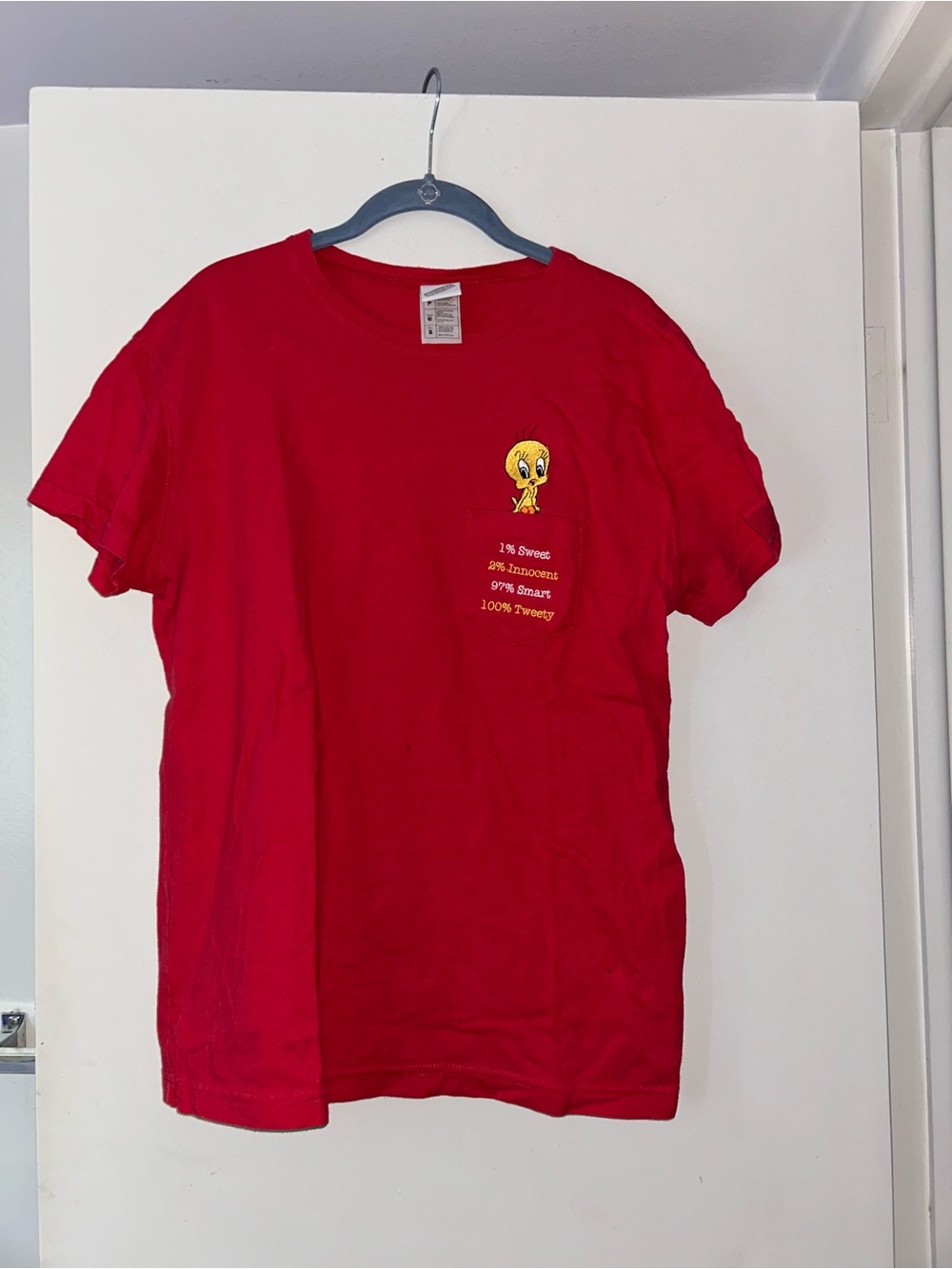 Embroidered Tweety Pocket T-Shirt